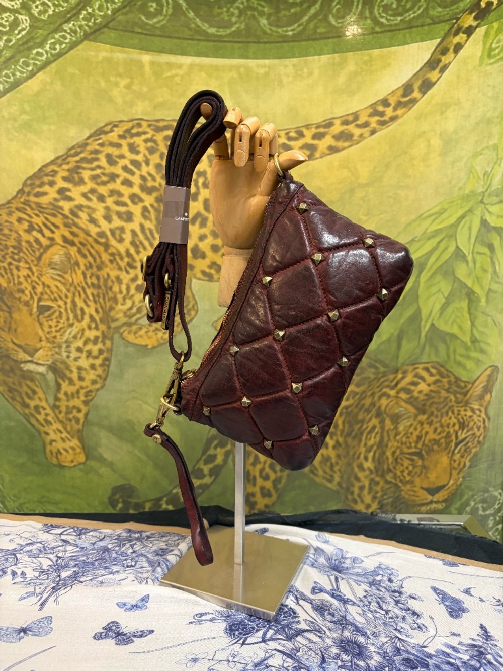 Campomaggi Gold Studded Clutch in Vinaccia